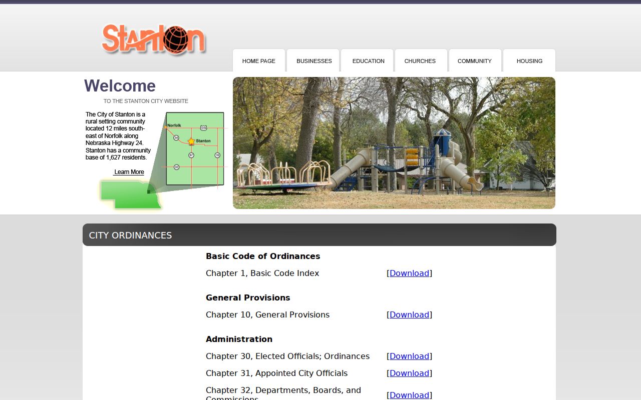 Stanton municipal traffic and public-justice ordinance index