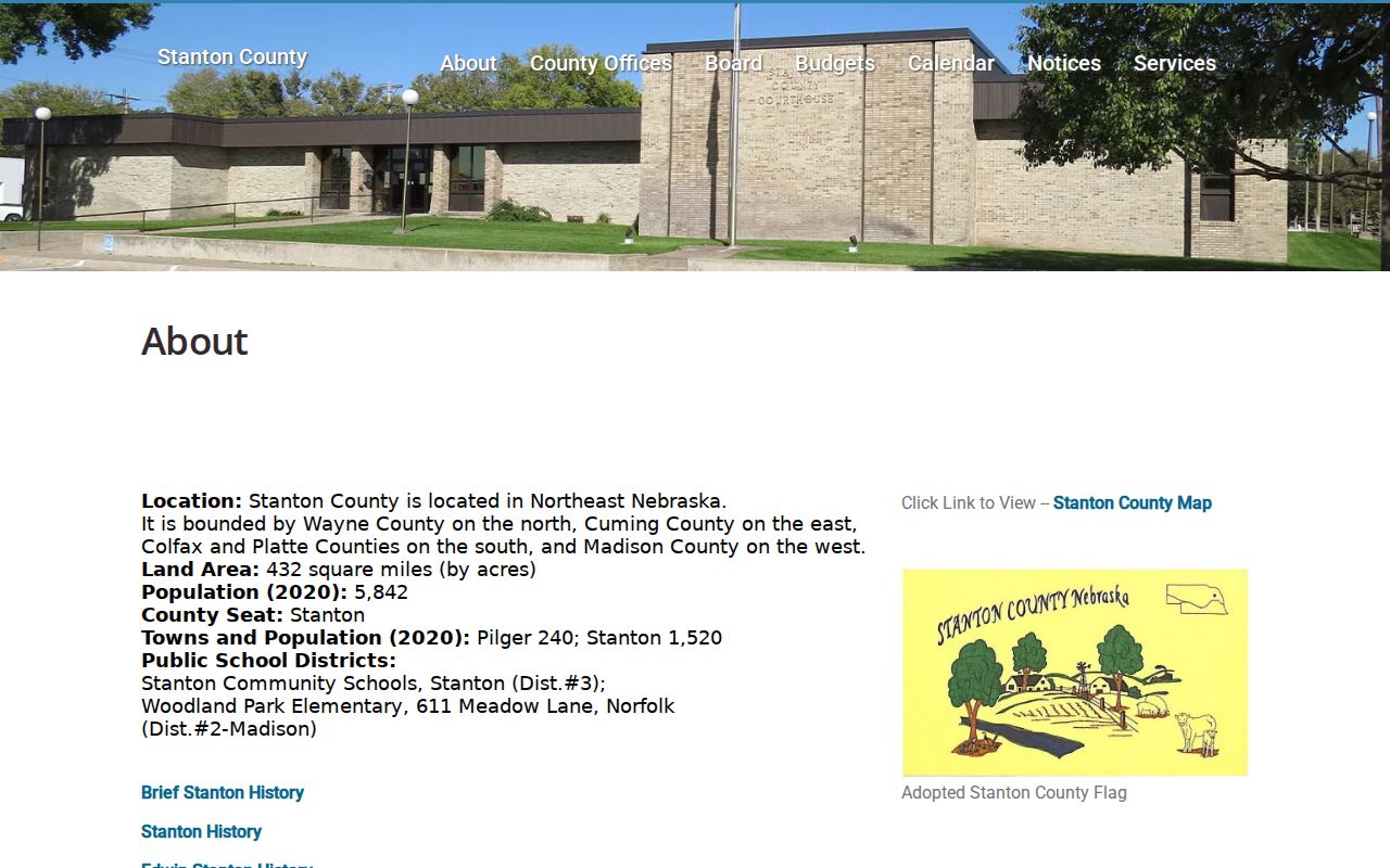 Stanton County official page showing Pilger community scope